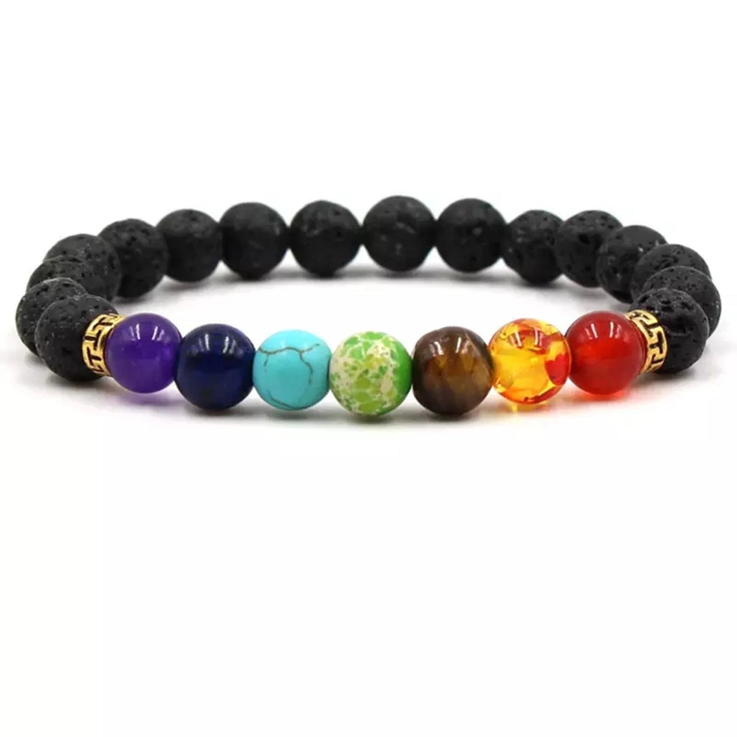 7 Chakra Healing Bracelet with Volcanic Lava, Mala Bracelet Meditation Bracelet - Protection, Energy, Healing