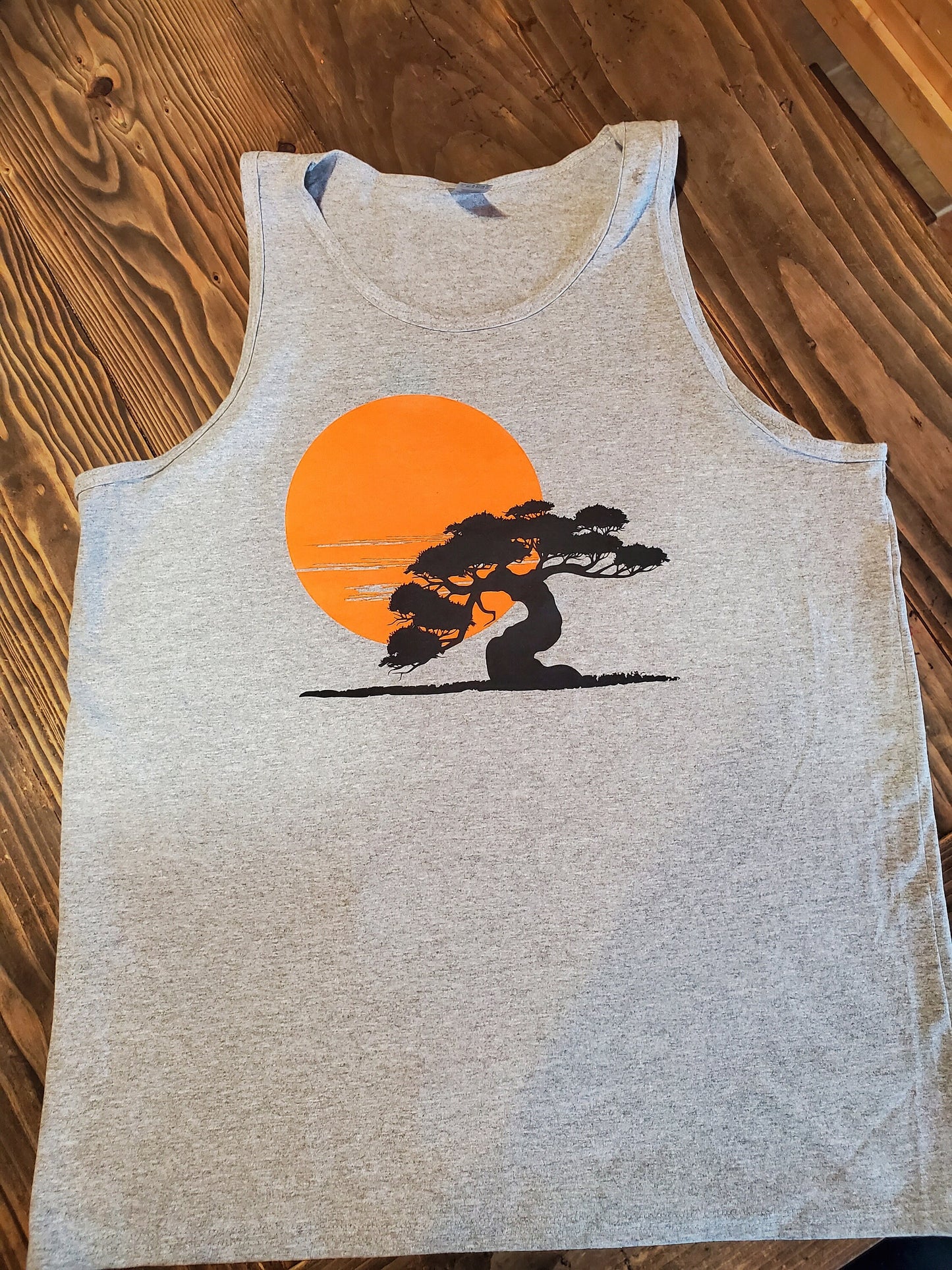 Mens Tank Top. Bonsai Sunset, Tree Tank Top, Beach and Summer Shirt