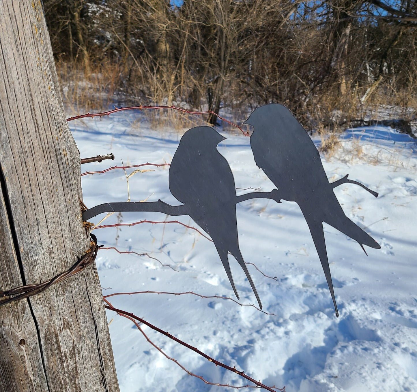 Love Birds on a Branch - Metal Art - Made in USA