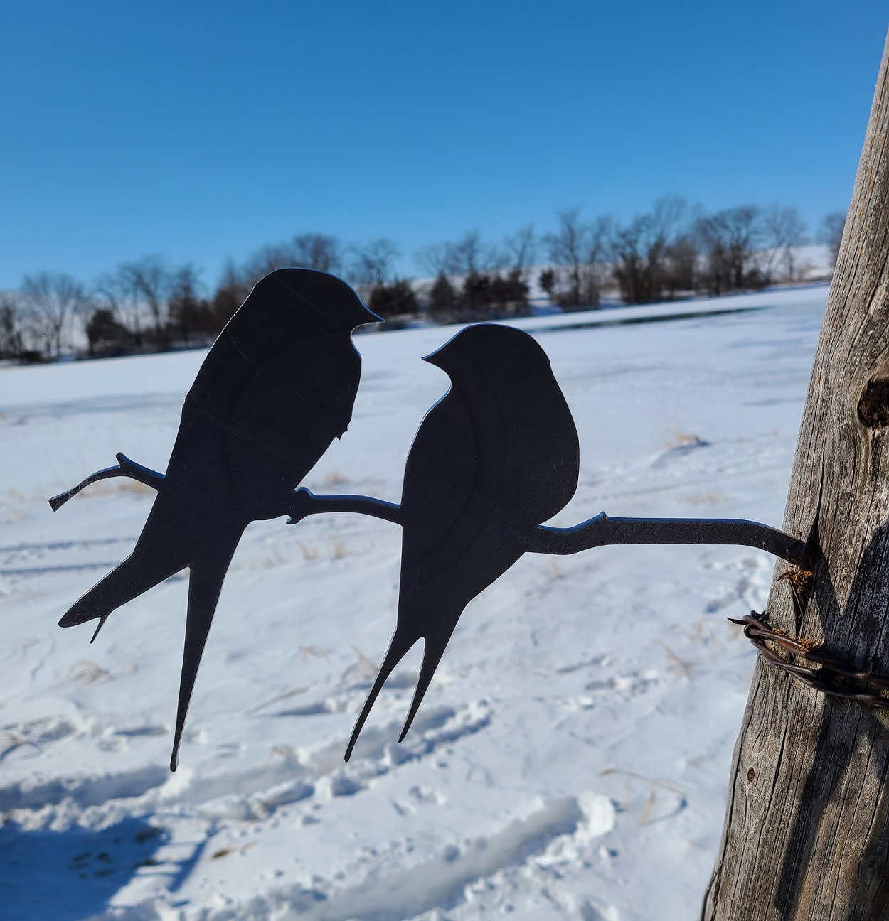 Love Birds Metal Art - Made in USA - Birds on a Branch