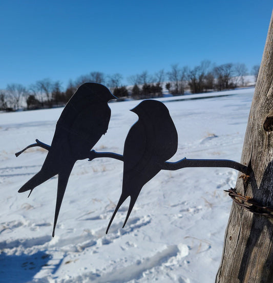 Love Birds on a Branch - Metal Art - Made in USA