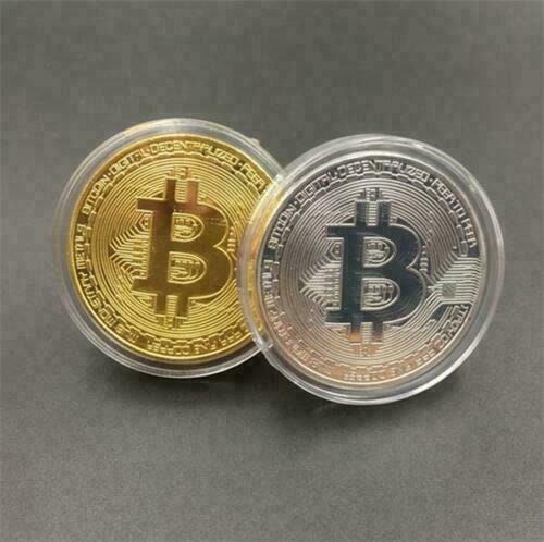 Two Bitcoin Coins - One Gold, One Platinum, BTC Limited Edition Collectible Coin - Commemorative Coin with Case