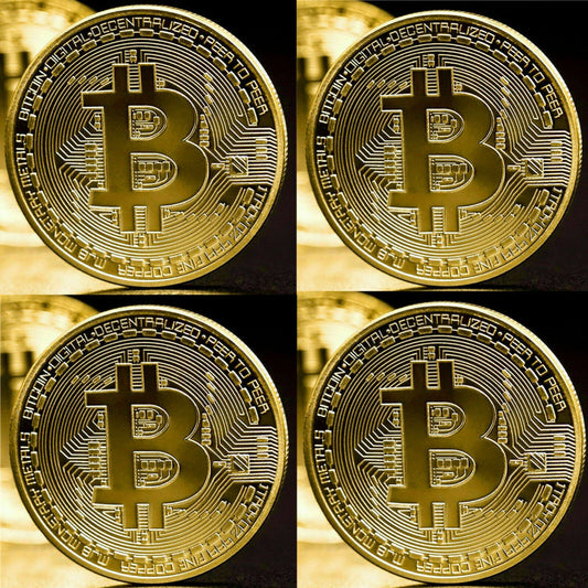 4 Bitcoin Gold Coins - BTC Limited Edition Collectible Coins - 4 Pcs. Commemorative Coinswith Cases