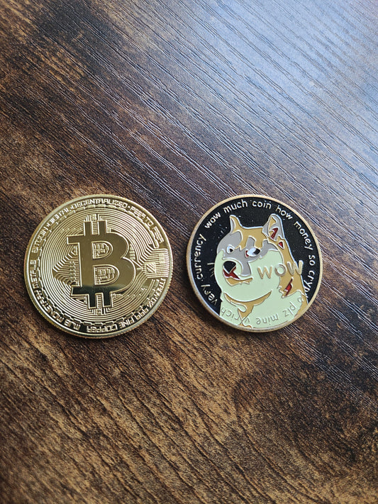 Challenge Coins - 1 Bitcoin + 1 Dogecoin