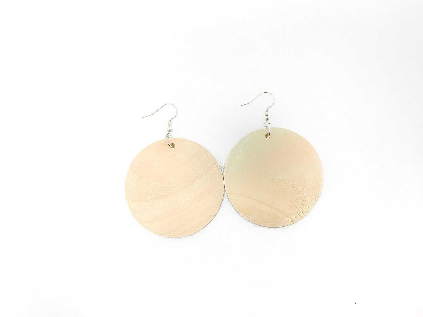 Natural Wood Round Earrings - Boho Style Womens Earrings - Macrame