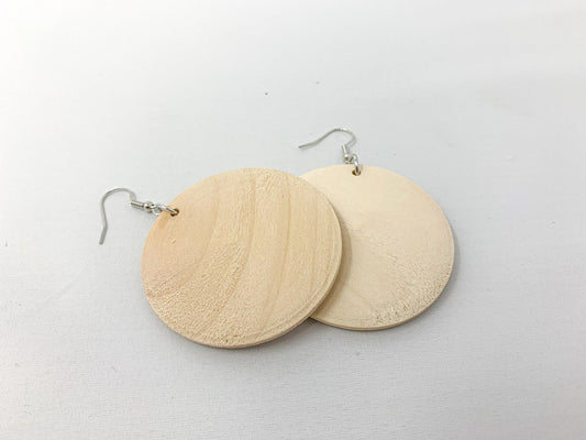 Natural Wood Boho Earrings - Bohemian Style - 2 Inch Raw Wood Earrings