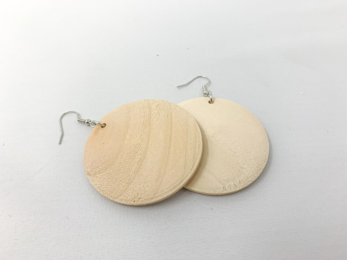 Natural Wood Round Earrings - Boho Style Womens Earrings - Macrame