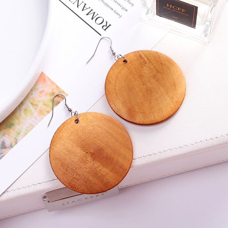 Real Wood Boho Earrings - Trendy Natural Earrings - 2 Inch Raw Wood Earrings