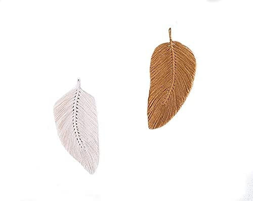 2 Macramé Feather Wall Hangings - Boho Style - Feather Wall Decor - One White, One Brown - Brush Included - 12 Inch