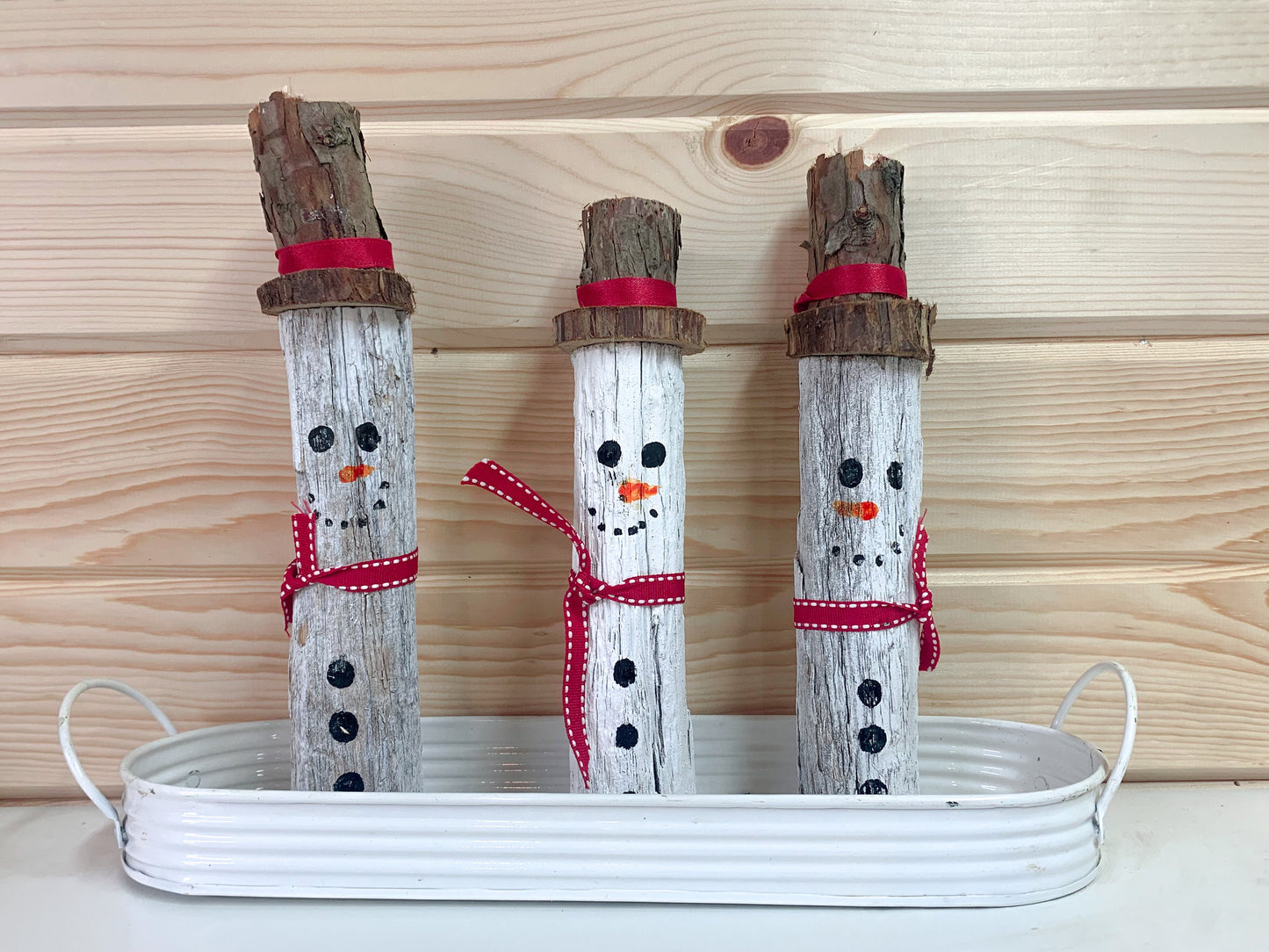 3 Driftwood Snowman - Approx. 9 inches Tall - Adorable Christmas Decoration