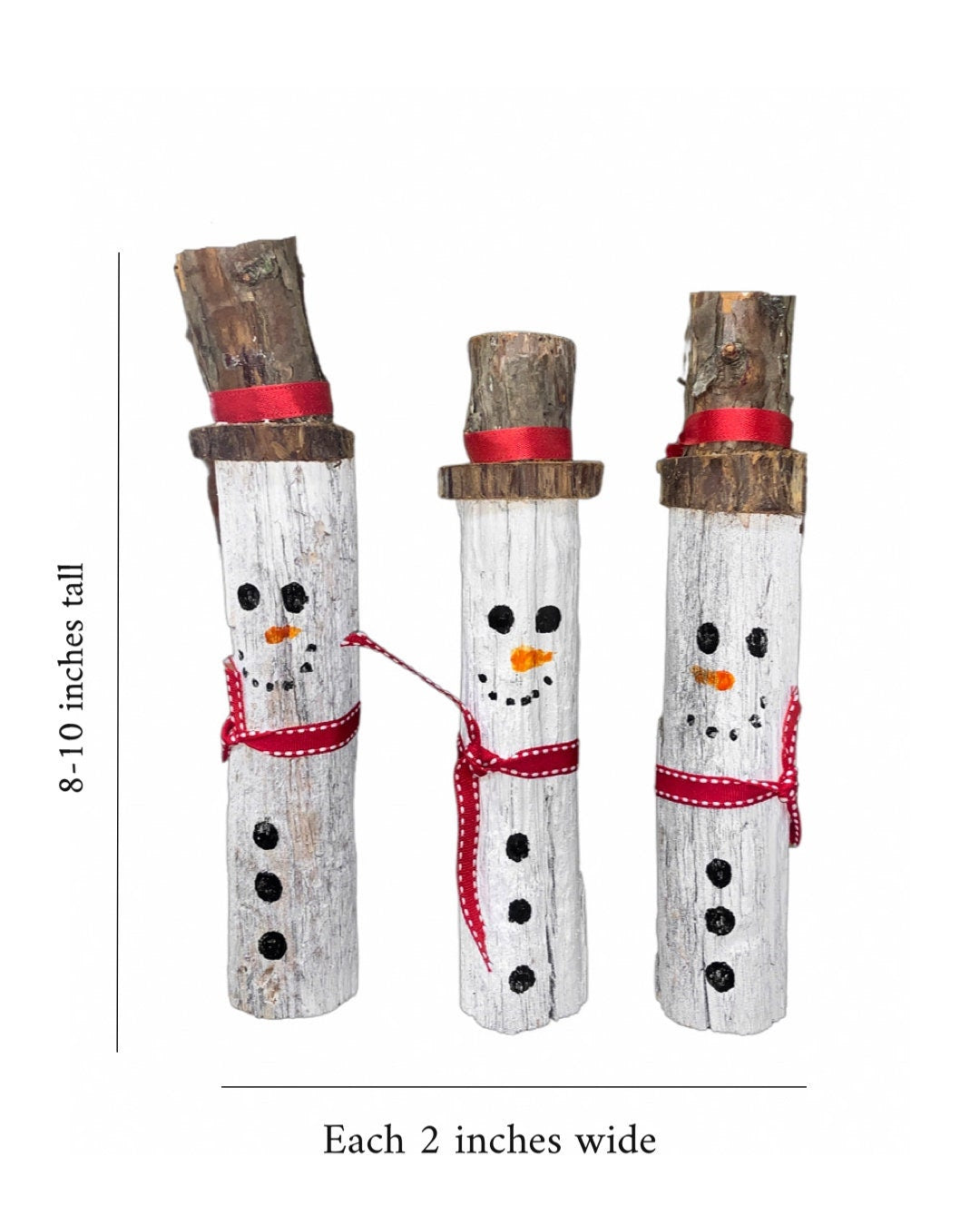 3 Driftwood Snowman - Approx. 9 inches Tall - Adorable Christmas Decoration