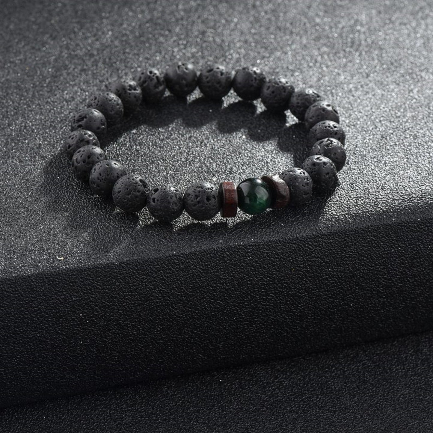 Green Tiger Eye & Lava Rock Essential Oil Diffuser Bead Bracelet