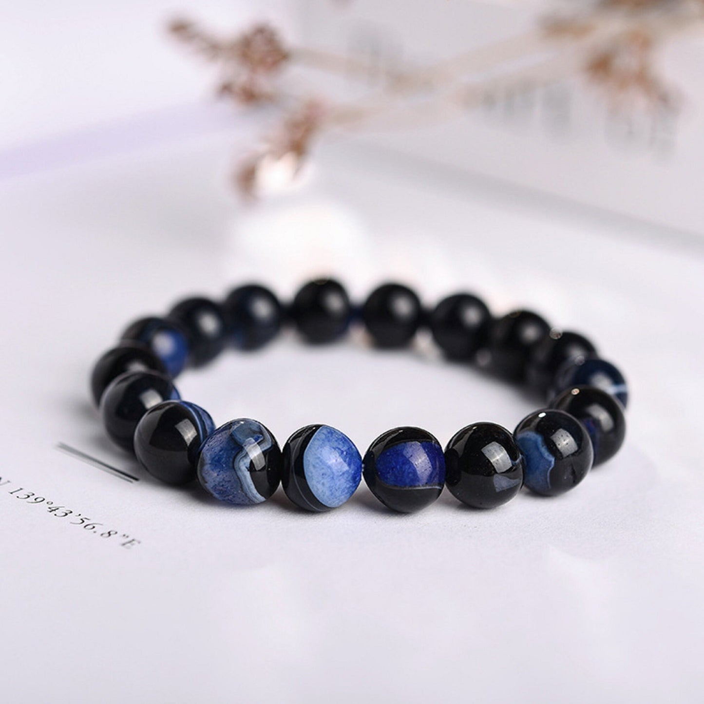 Blue Crystal Agate- Healing- Calming- Power Stone Bracelet