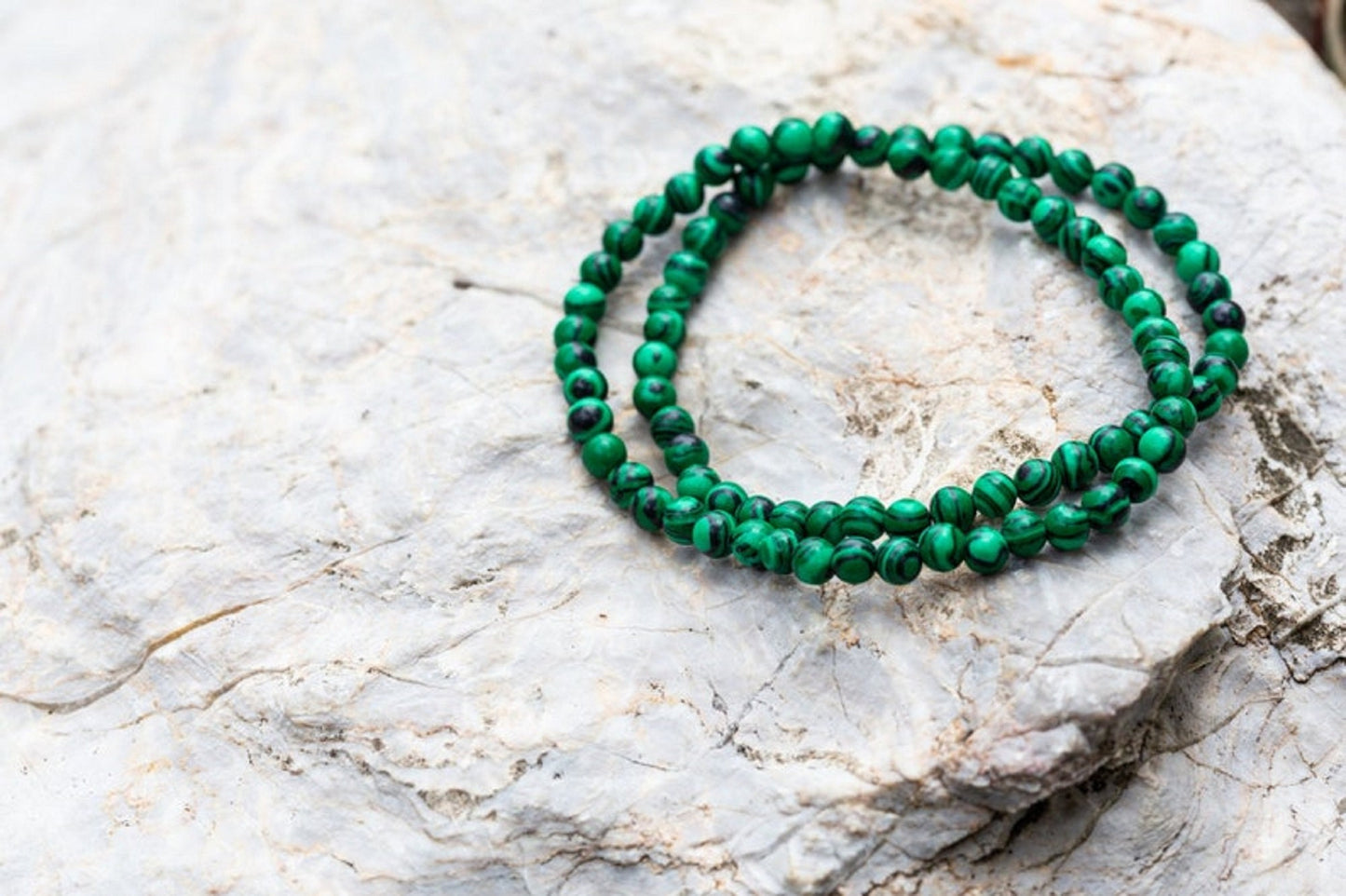 Malachite Bracelet - Precious Gemstone Unisex Bracelet - 8mm Stones