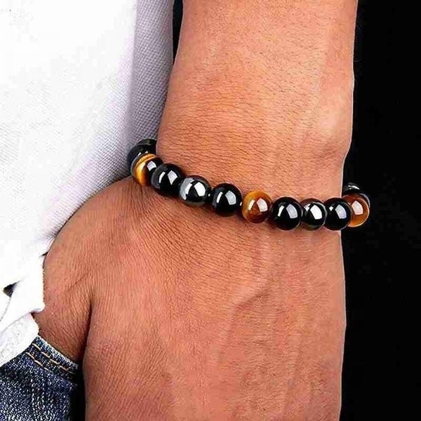 Triple Protection Bracelet - For Protection - Bring Luck And Prosperity - Hematite - Black Obsidian - Tiger Eye - Stone Bracelets