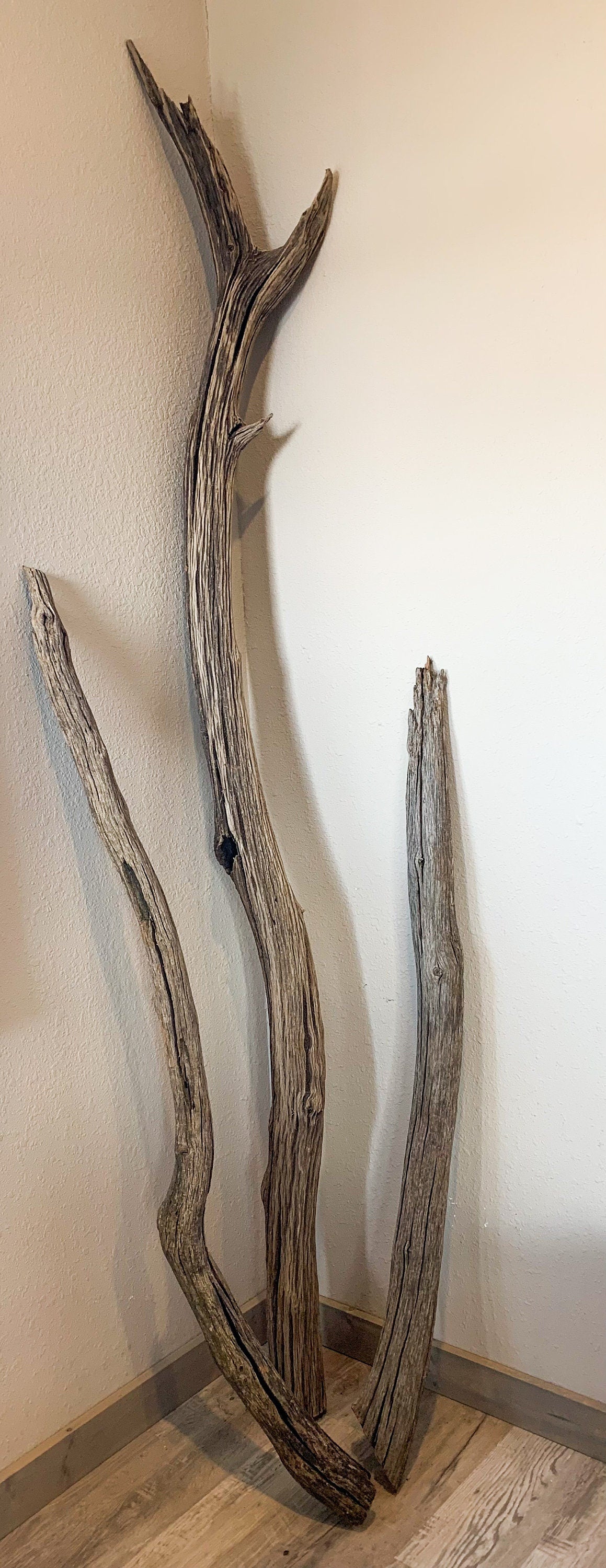 Thick Groot Textured Driftwood Pole - Hardwood Driftwood with Beautiful Lines