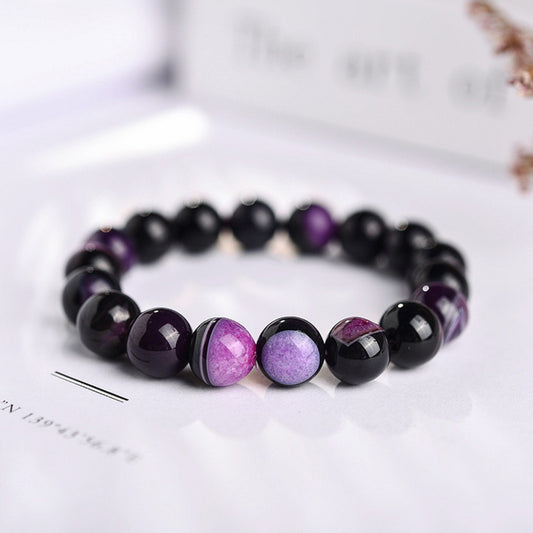 Purple Crystal Agate- Healing- Calming- Power Stone Bracelet - Chakra