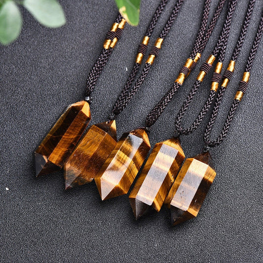 Raw Tiger's Eye Pendant Necklace-Natural Gemstone Healing Balancing Necklace-Meditation Grounding Calming Spiritual Protection Necklace Gift