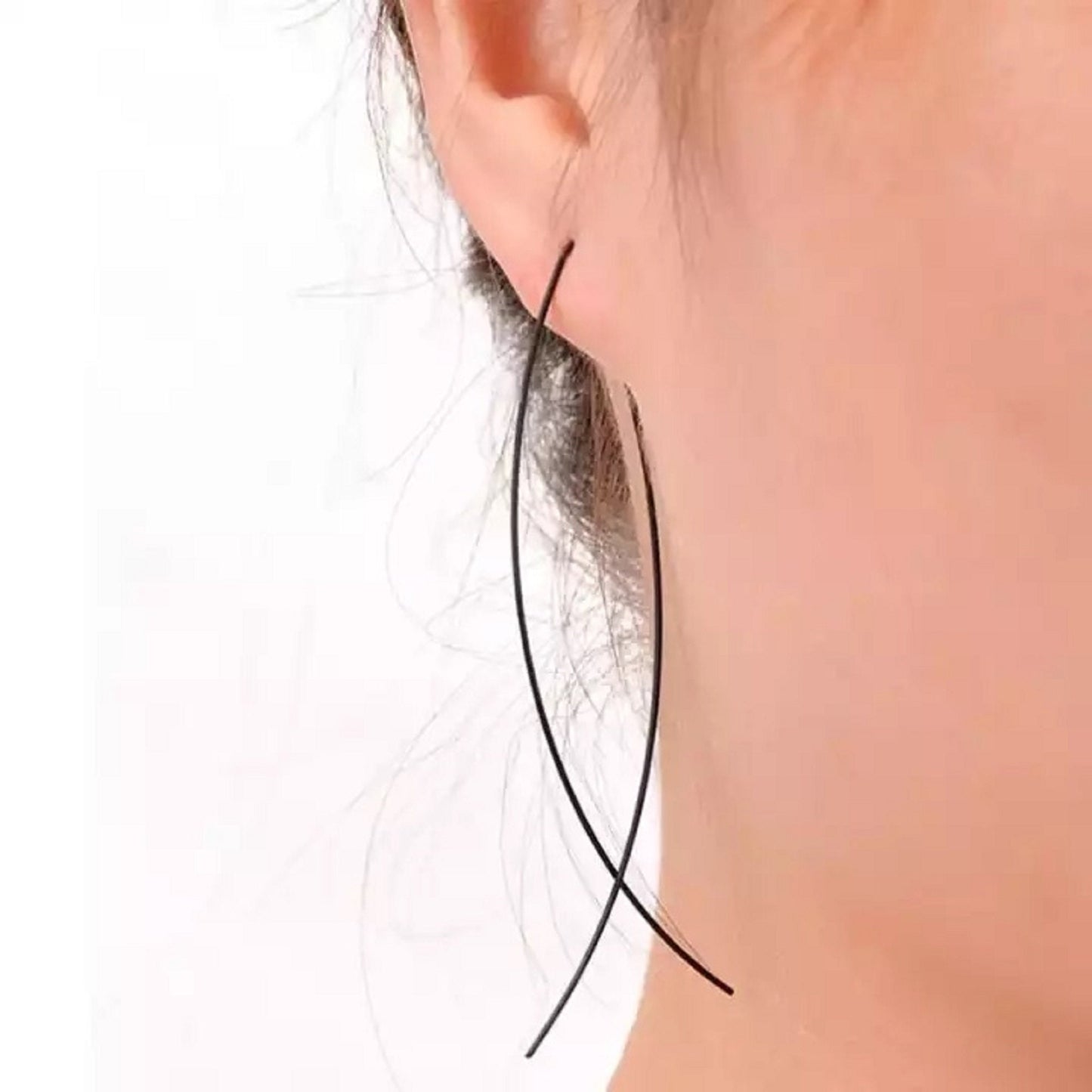 Dangling Black Fish Wire Earrings