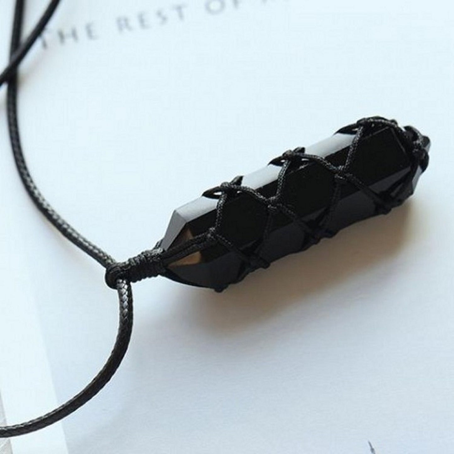 Hand Woven Hexagonal Black Obsidian Necklace- Healing Crystal