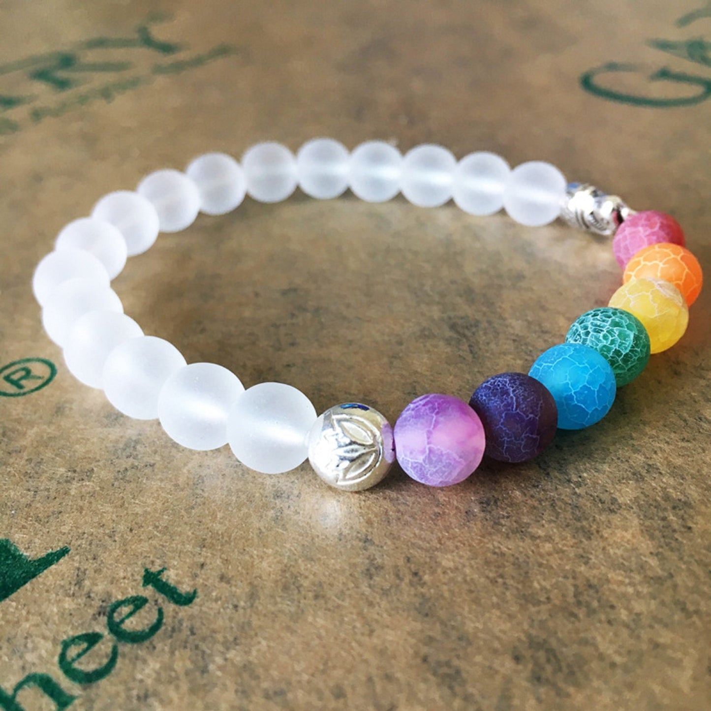 Colorful Oil Diffuser Valconic Rock Lava Stone- Clear Matte Beads- Elephant Charm - Chakra Stones