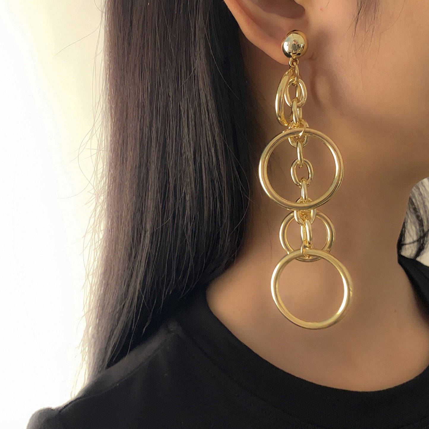 Dangling Gold Hoop Earrings