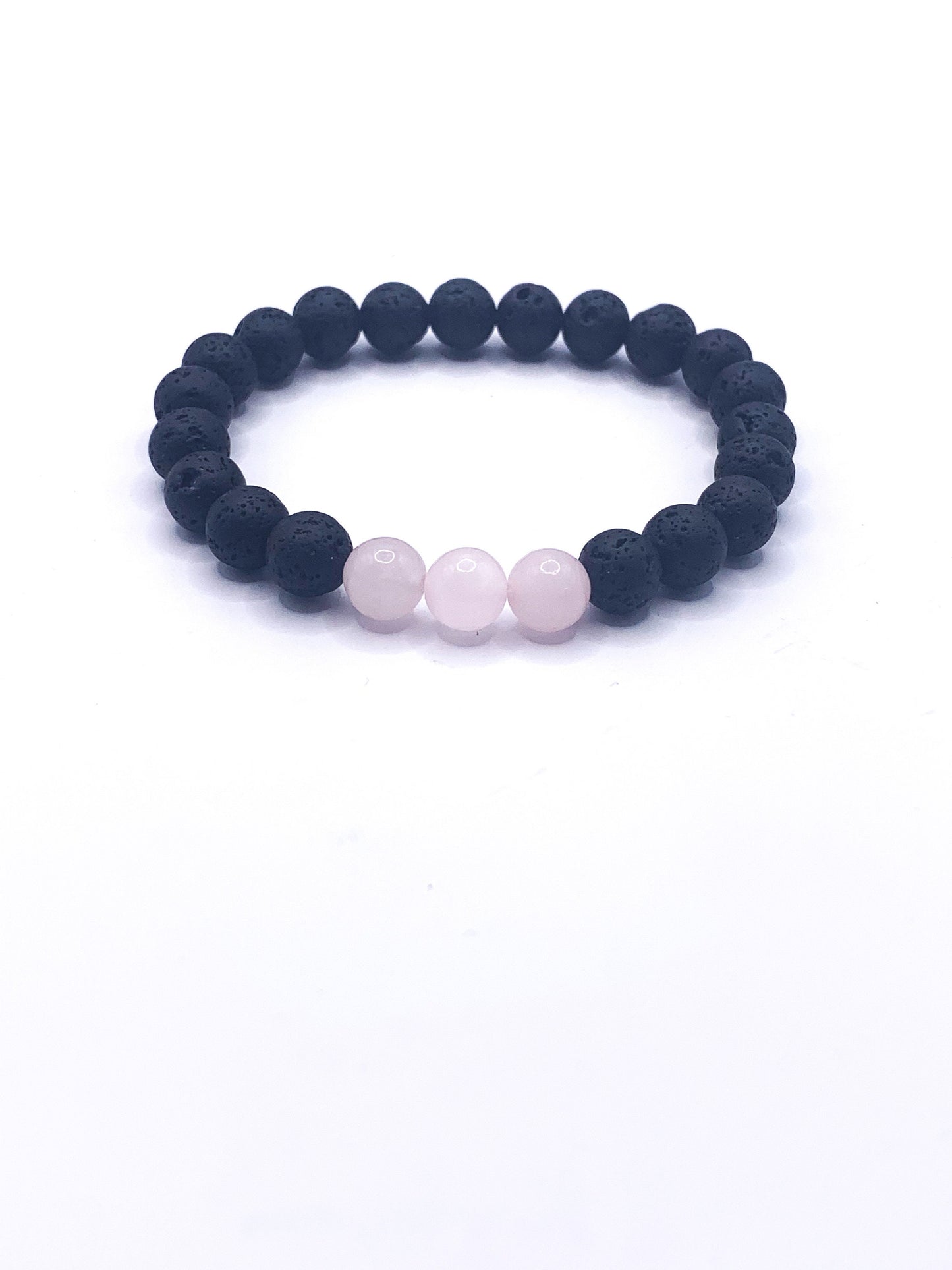 3 Rose Quartz-crystal Lava Rock  Essential Oil Diffuser Bead Bracelet- Chakra