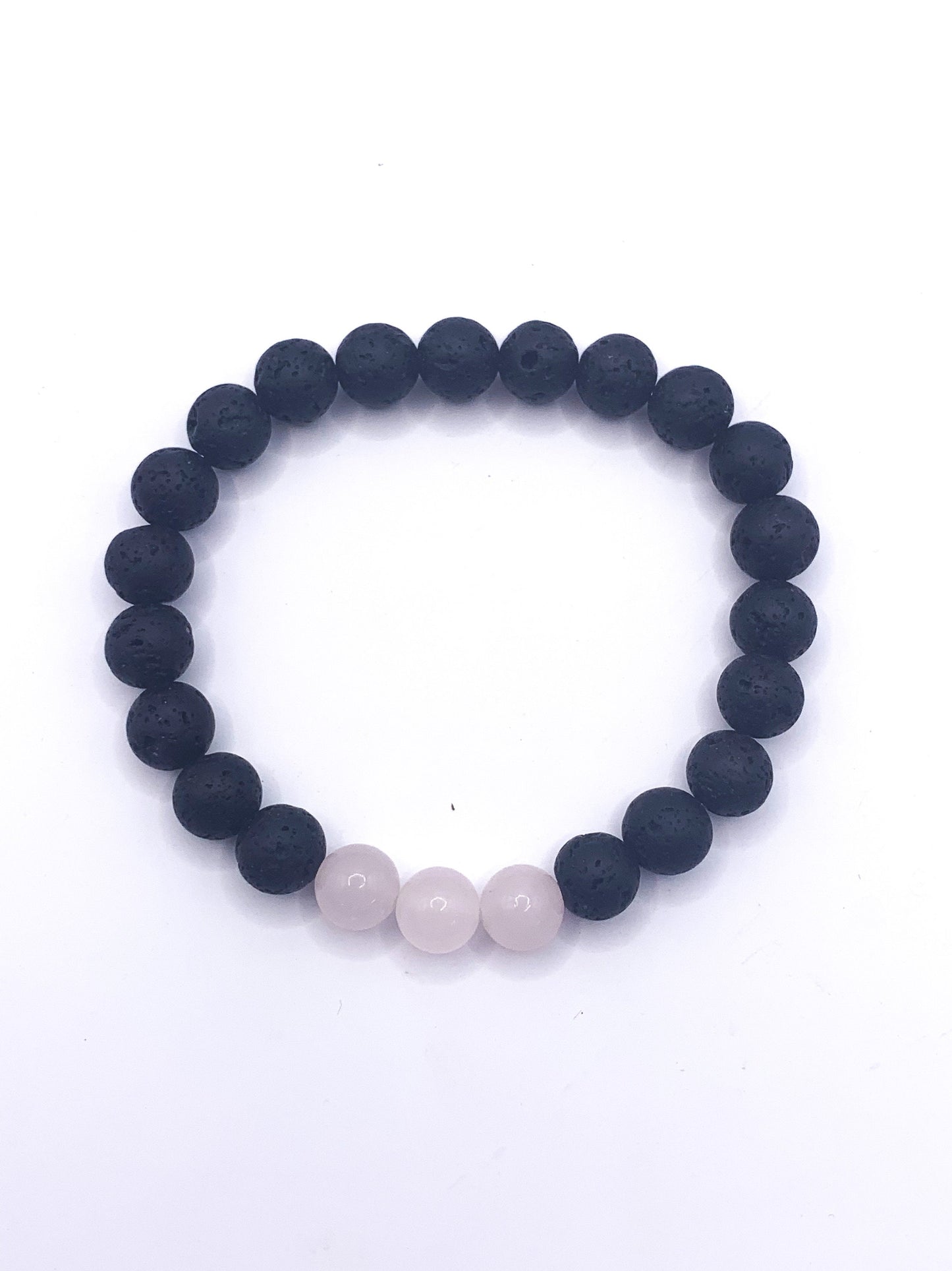 3 Rose Quartz-crystal Lava Rock  Essential Oil Diffuser Bead Bracelet- Chakra