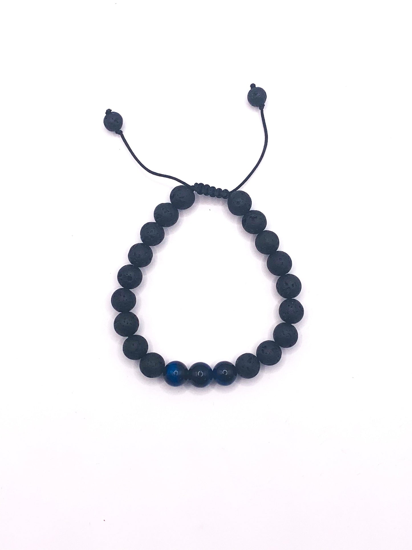 Blue Agate & Lava Rock Adjustable Essential Oil Diffuser Bead Bracelet