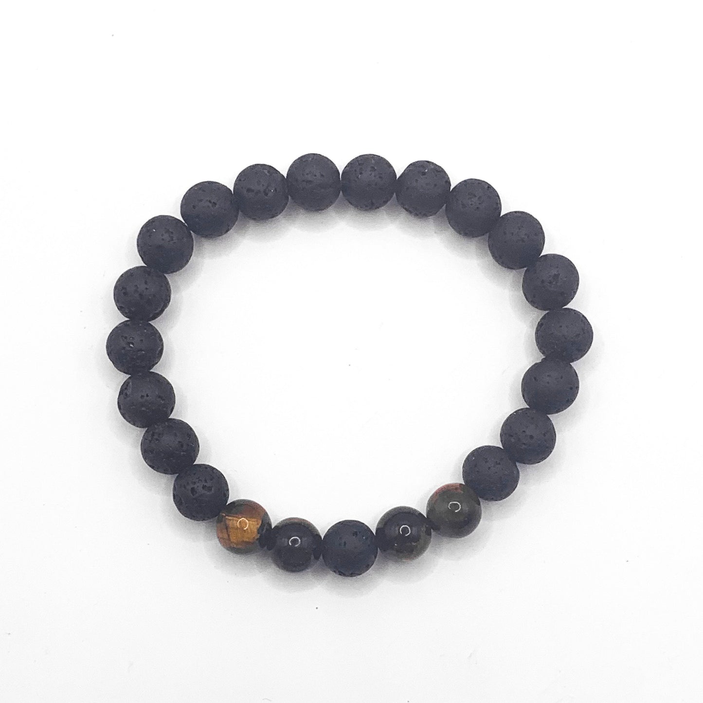 3 Stone Tiger Eye & Lava Rock Essential Oil Diffuser Bead Bracelet